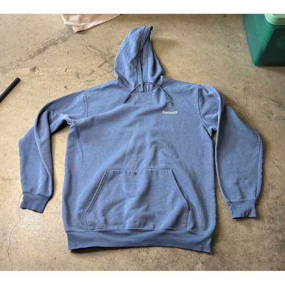 Carhartt Work Hoodie Light Blue Size L Classic Workwear - Picture 1 of 7